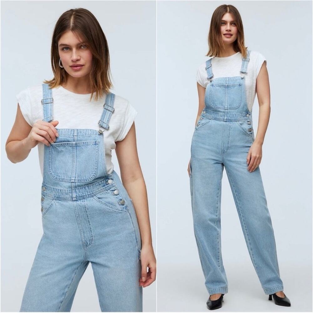 NWT Madewell Denim Oversized Carpenter Overalls Collier Wash XXS